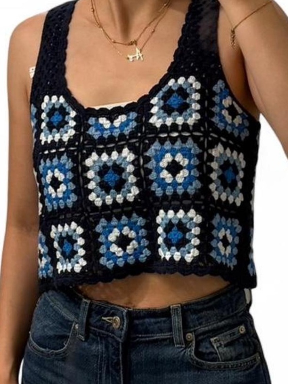 Sincerely Jules Crochet Tank Granny Square Size XL